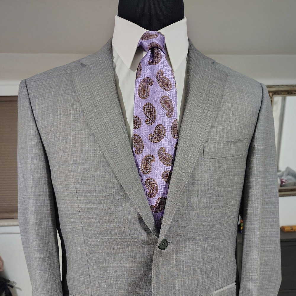 Canali Sport Coat 1934 Wool Two Button Mens Plaid Gray Blazer jacket US 42R